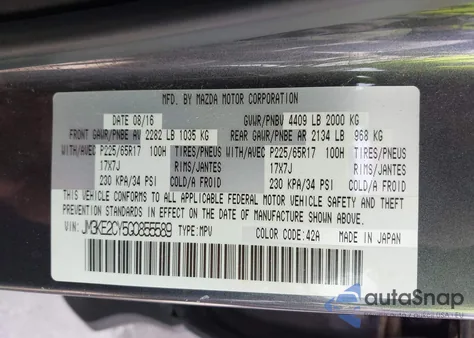 2016 Mazda Cx-5 Touring z USA, uszkodzony, nr VIN JM3KE2CY5G0855589